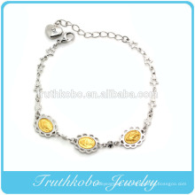 TKB-B0077 Factory Manufacture Edelstahl Silber Floral Gold Jesus Charm Stern Gliederkette mit Herz Verlängern Armband